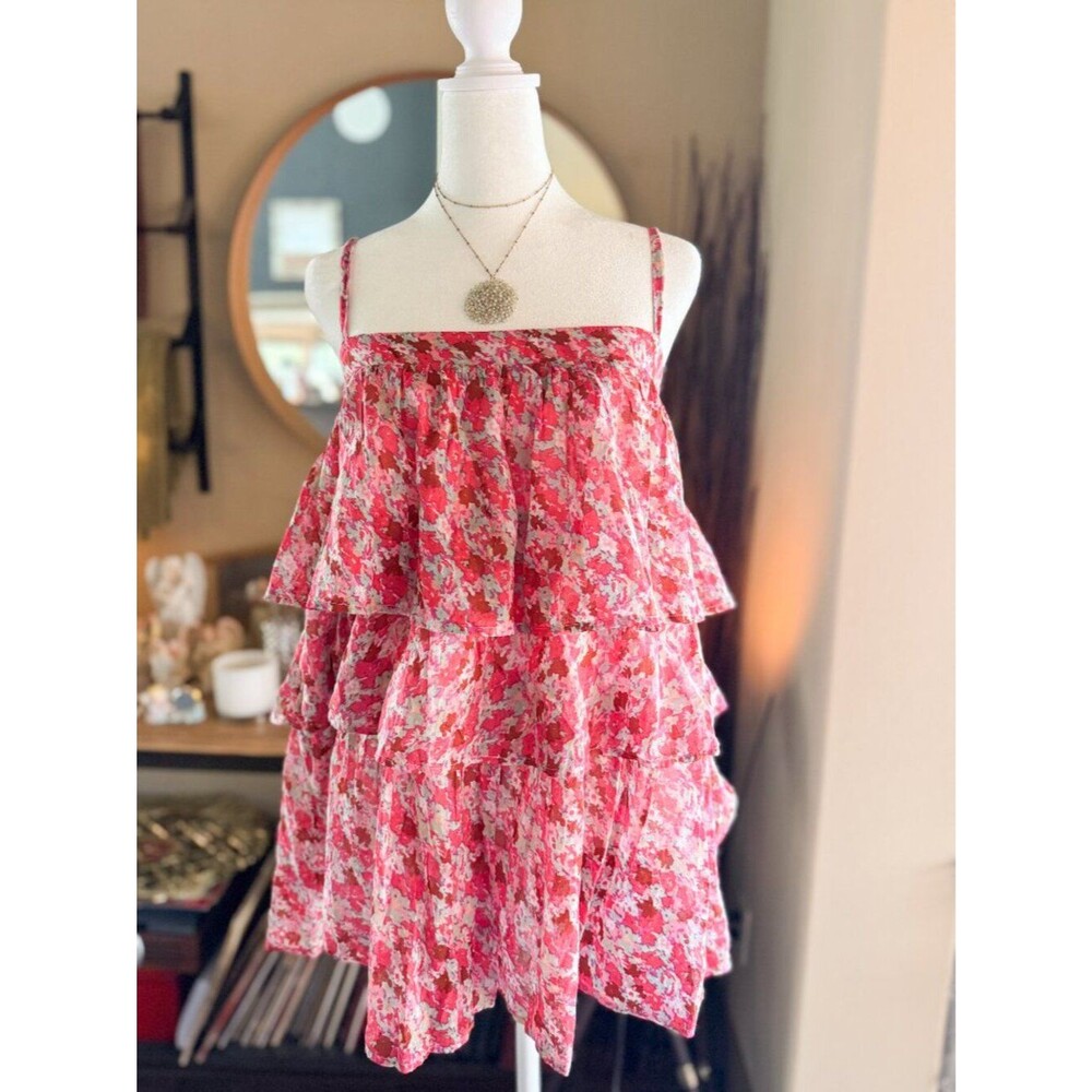 NWT Free People Women's FP One Talia Boho Tunic Top in a pink floral design